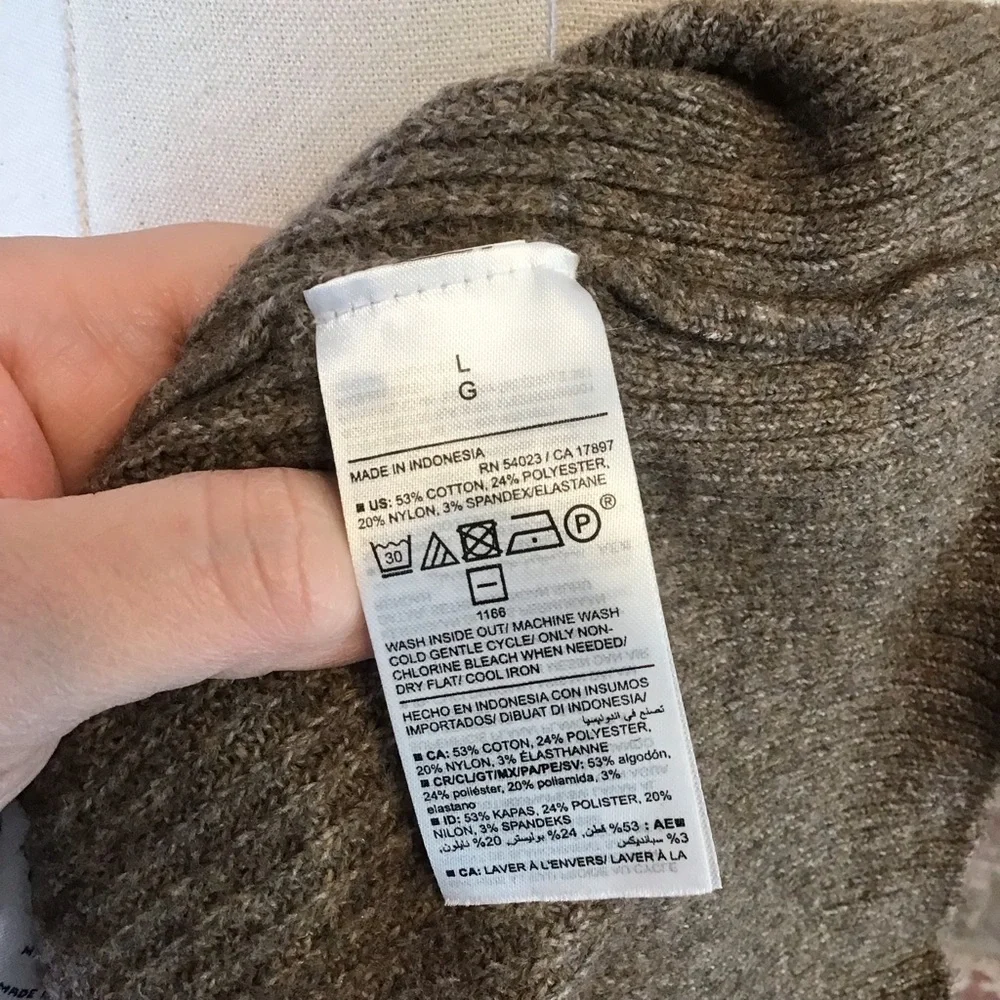 OLD NAVY Women's Mushroom Brown Heathered Shaker Stitch V-Neck Sweater L